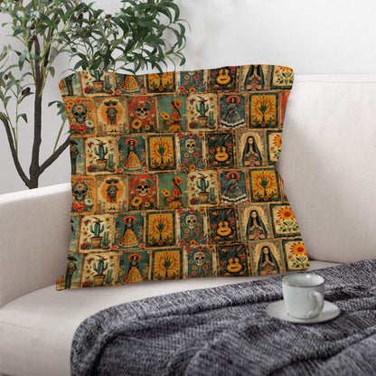 Colores de Mexico Dia de los Muertes Pillow Case Made in America