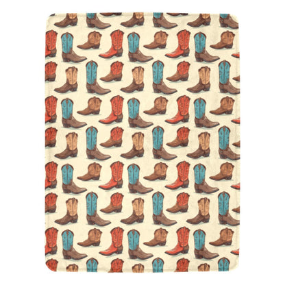 Baha Ranch Got My Boots Western Micro Fleece Throw Blanket 60" x 80" Made in America