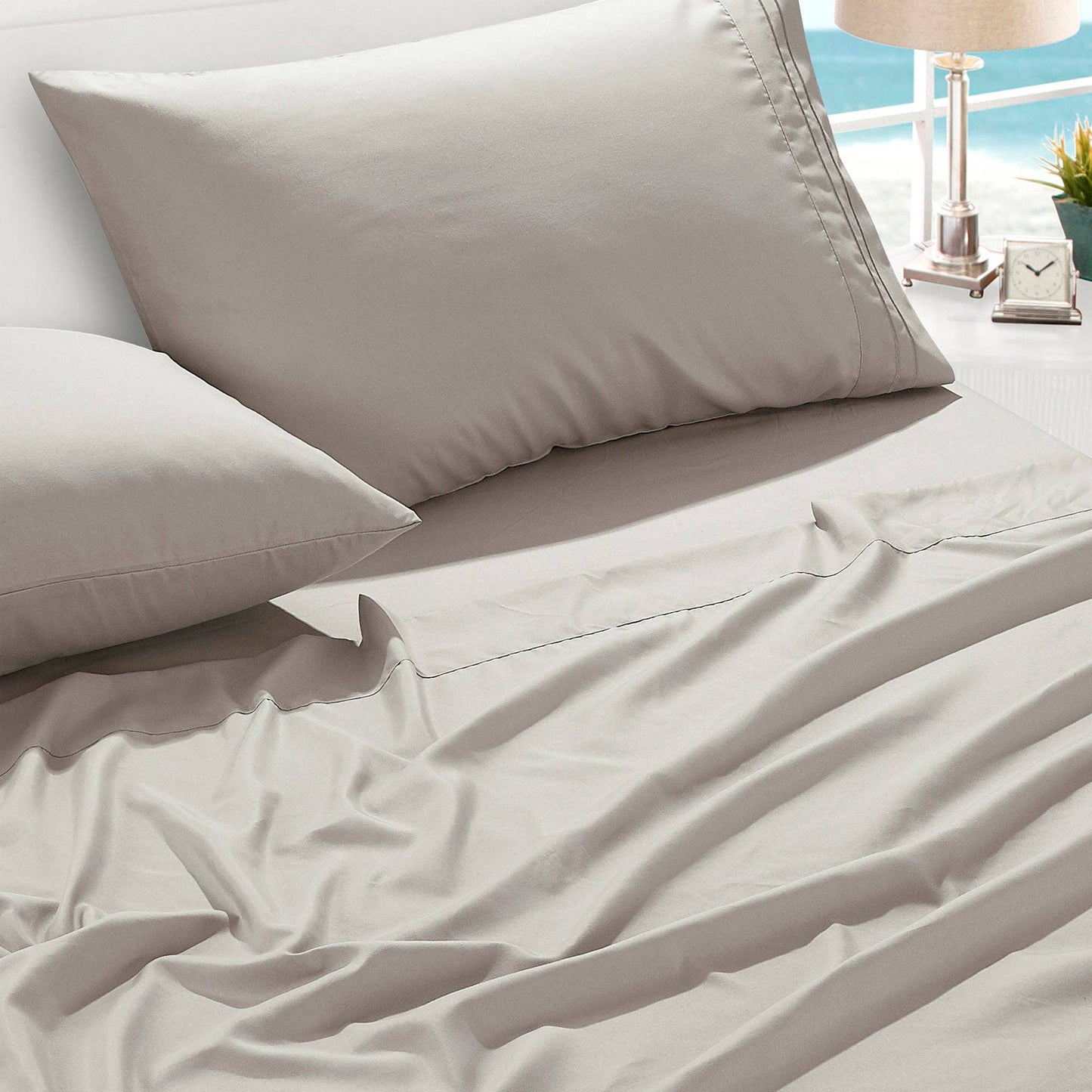 Soft Microfiber Deep Pocket Bed Sheets - 4 Piece Set- Taupe Color