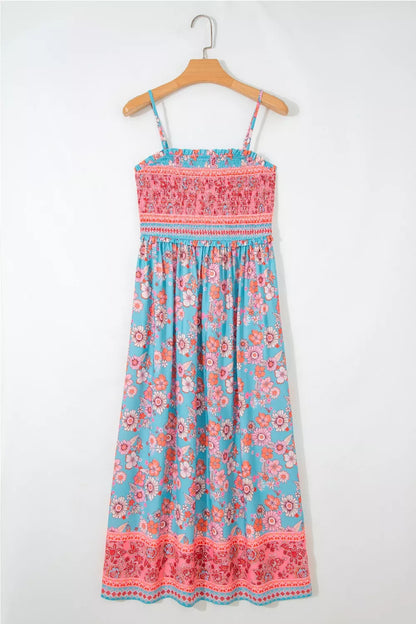 Bohemian Ethnic Print Spaghetti Straps Vacation Maxi Dress