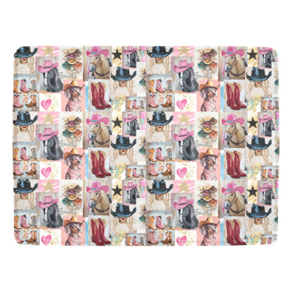 Baha Ranch Danilo Painted Cowgirl Collage Throw Blanket 60" x 80 Made in America