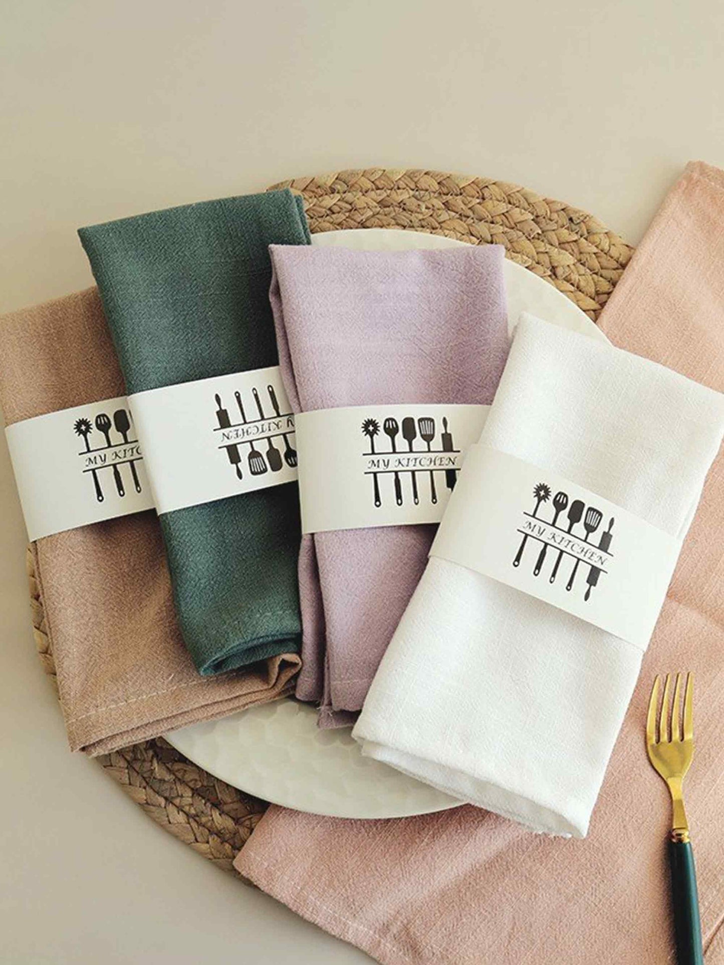Cotton Linen Napkins Solid Color Placemats Tea Towels