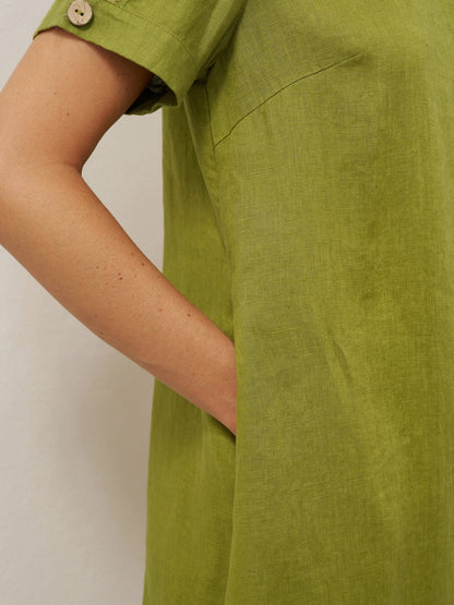 100% Linen Eyelet Short Sleeve Mini Dress LIA