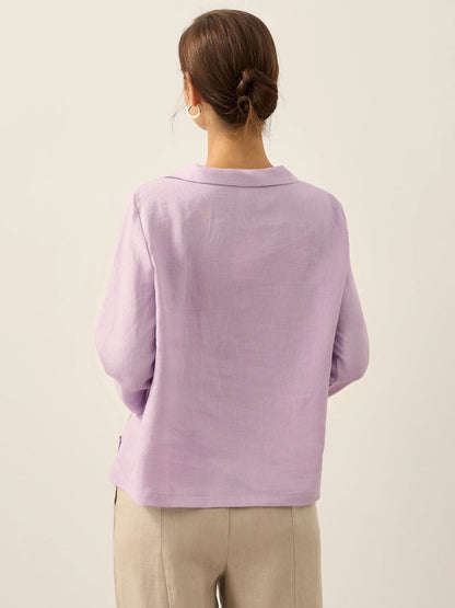 Linen Round Soft-Fold Collar Top ANAIS