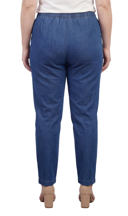 Women's Lightweight Pull-On Denim Jeans — Elastic Waist No Zipper