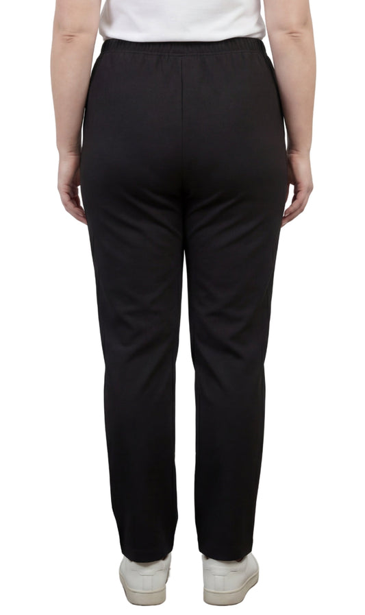 Women's Classic Pull-On Poly Knit Pants — Elastic Waist Dress Slacks