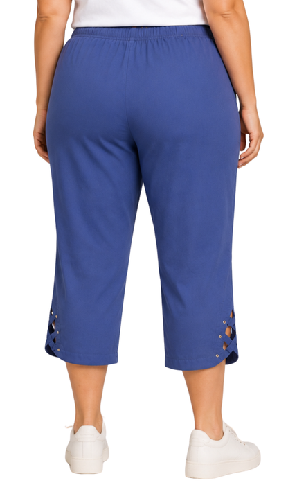 Women's Lightweight Capri Pants with Studded Hem Detail