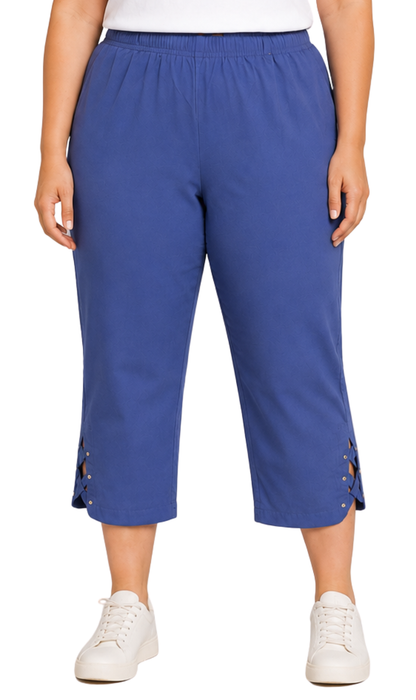 Women's Lightweight Capri Pants with Studded Hem Detail
