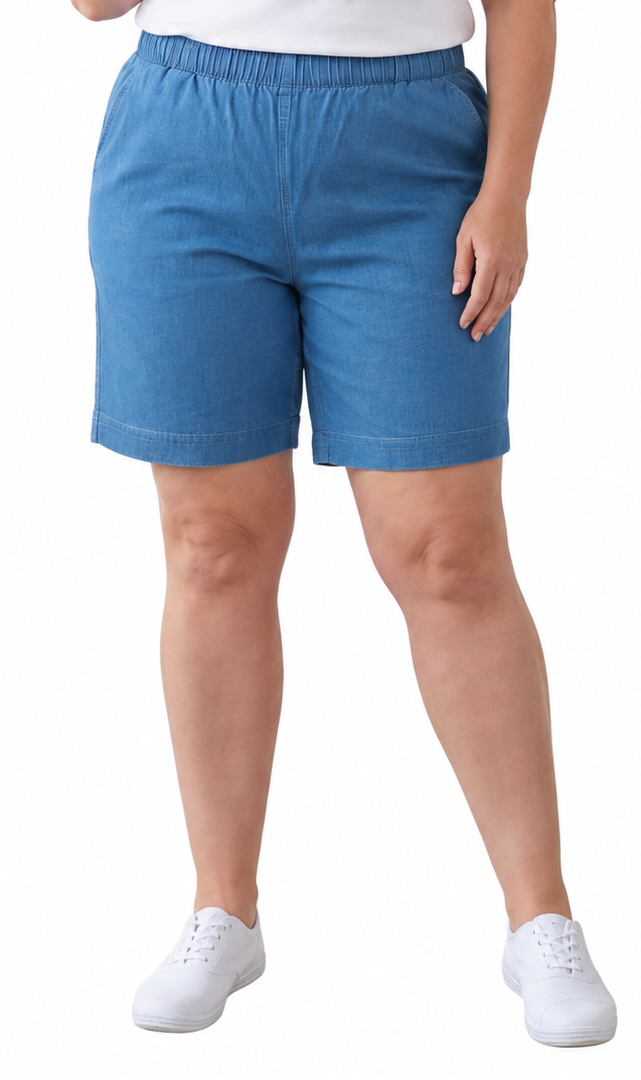 Women's Pull-On Denim and Twill Shorts — Stretch Waist No Zipper