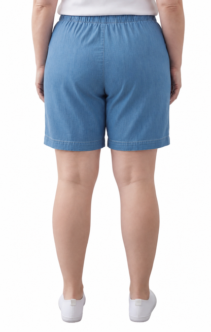 Women's Pull-On Denim and Twill Shorts — Stretch Waist No Zipper