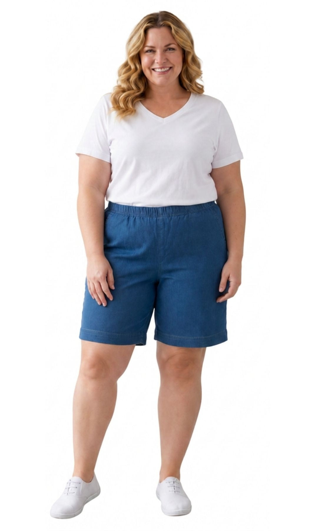 Women's Pull-On Denim and Twill Shorts — Stretch Waist No Zipper
