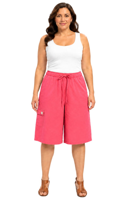 Women's 100% Calcutta Cotton Split Skirt Culottes with Cargo Pockets