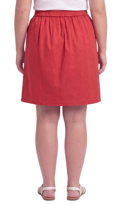 Women's Pull-On Twill Skort — Elastic Waist with Front Pockets