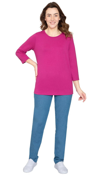 Women's 3/4 Sleeve Crew Neck Top — Comfortable Jersey Knit