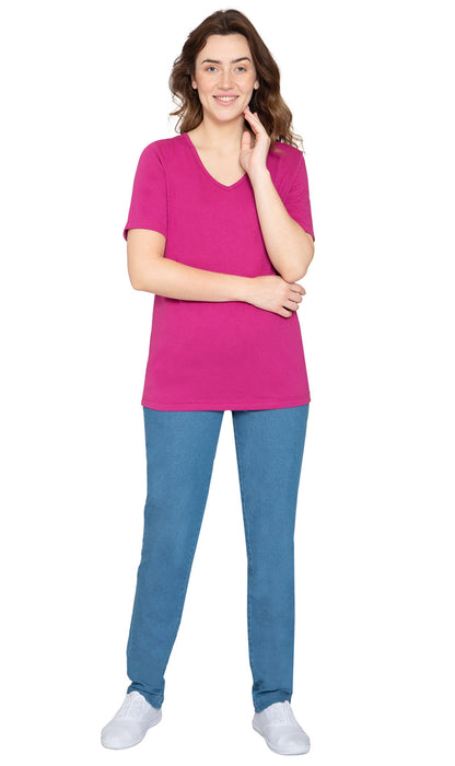 Women's Short Sleeve V-Neck T-Shirt — Wrinkle Resistant Cotton Blend