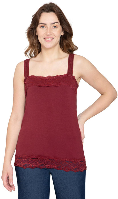 Women's Lace Trim Sleeveless Cotton Blend Tank Top