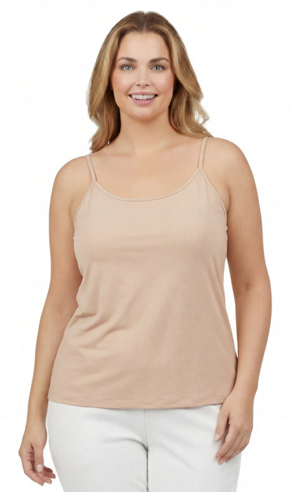 Women's Adjustable Strap Camisole with Built-In Shelf Bra — Cotton Blend