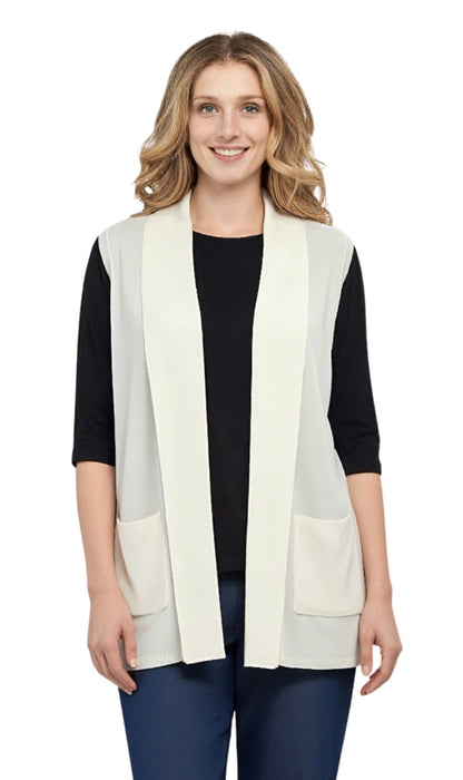Women's Sleeveless Open Front Shawl Collar Vest — Soft Knit