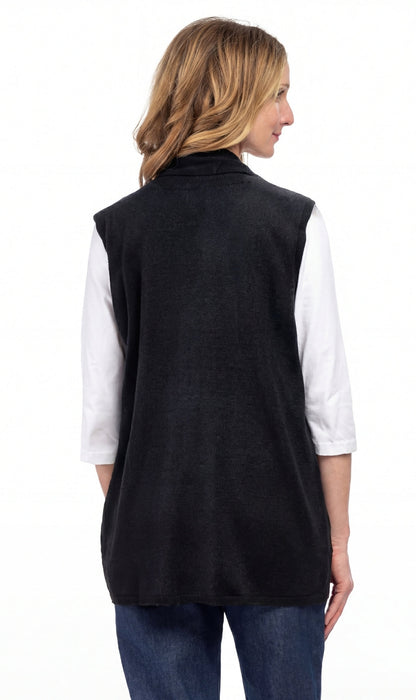 Women's Sleeveless Open Front Shawl Collar Vest — Soft Knit