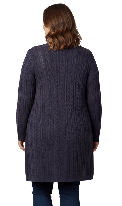 Women's Cable Knit Duster Cardigan with Pockets — Open Front Longline