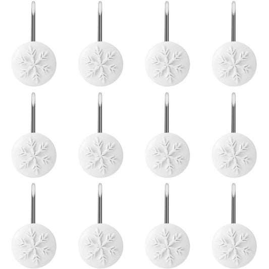 12-Piece: Snowflake Anti-Rust Round Shower Curtain Hooks for Home Bathroom Decor