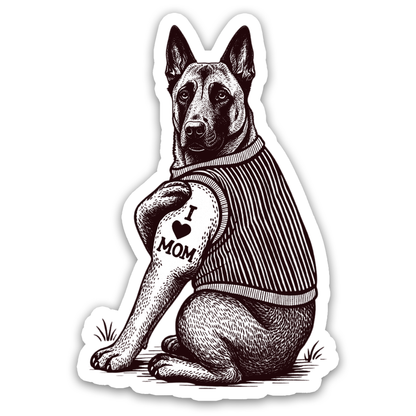 Belgian Malinois with Tattoo - Dog Sticker