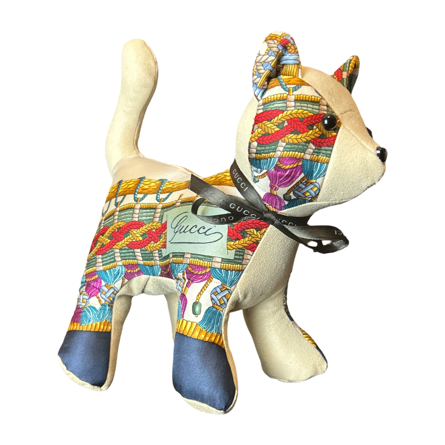 Tassels Vintage Silk Scarf Charming Kitten