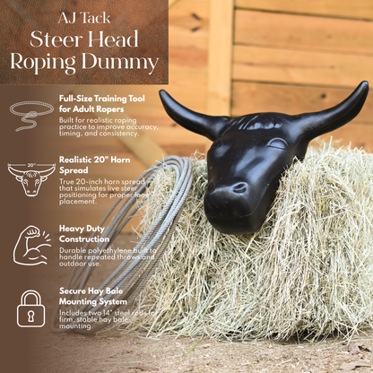 AJ Tack Adult Steer Head Roping Dummy, 20" Horn Spread