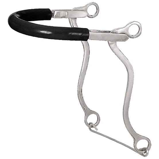 Tough 1 Kelly Silver Star Hackamore with Rubber Tubing, Horse Size, Stainless Steel