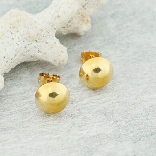 18K Gold Half Ball Stud Earrings