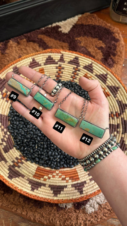GREEN KINGMAN TURQUOISE BAR NECKLACE BY TIA LONG - LARGE