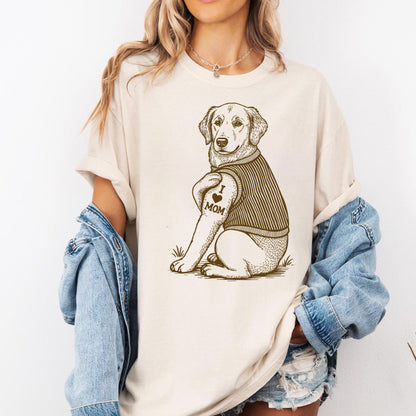 Golden Retriever "I Love Mom" Tattoo Shirt