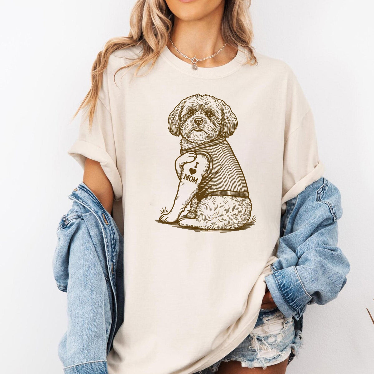 Shih Tzu "I Love Mom" Tattoo Shirt