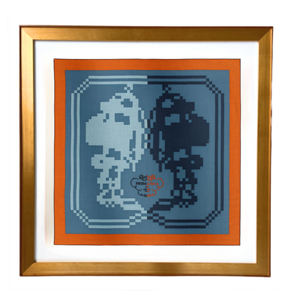 Brides de Gala Pixel Framed Vintage Silk Scarf 24"
