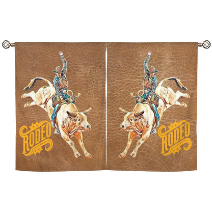 Baha Ranch Rodeo Bullrider Window Curtains 28"x40" (2-Piece) Made in America