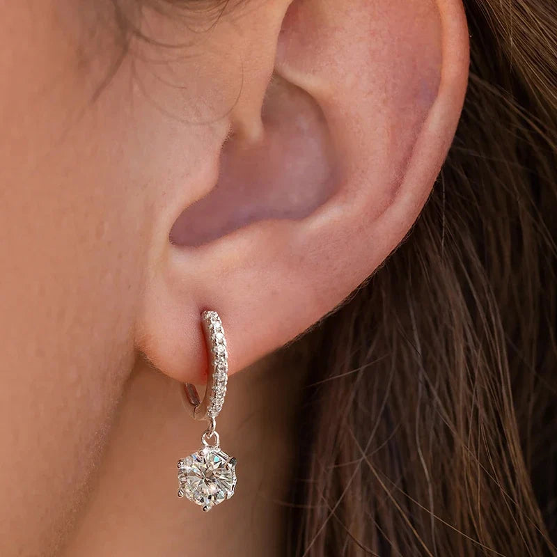 1CT Certified Moissanite Hoop Earrings For Women 925 Sterling Silver