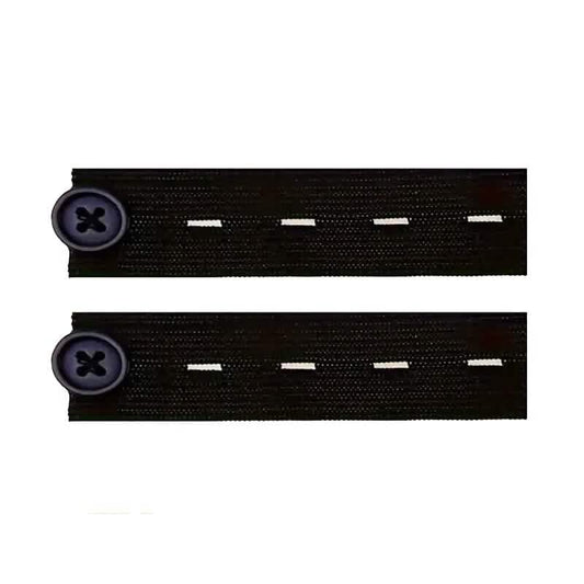2-Pack: Black Interlocking Tape Waistband Extender Buttons for Jeans and Pants