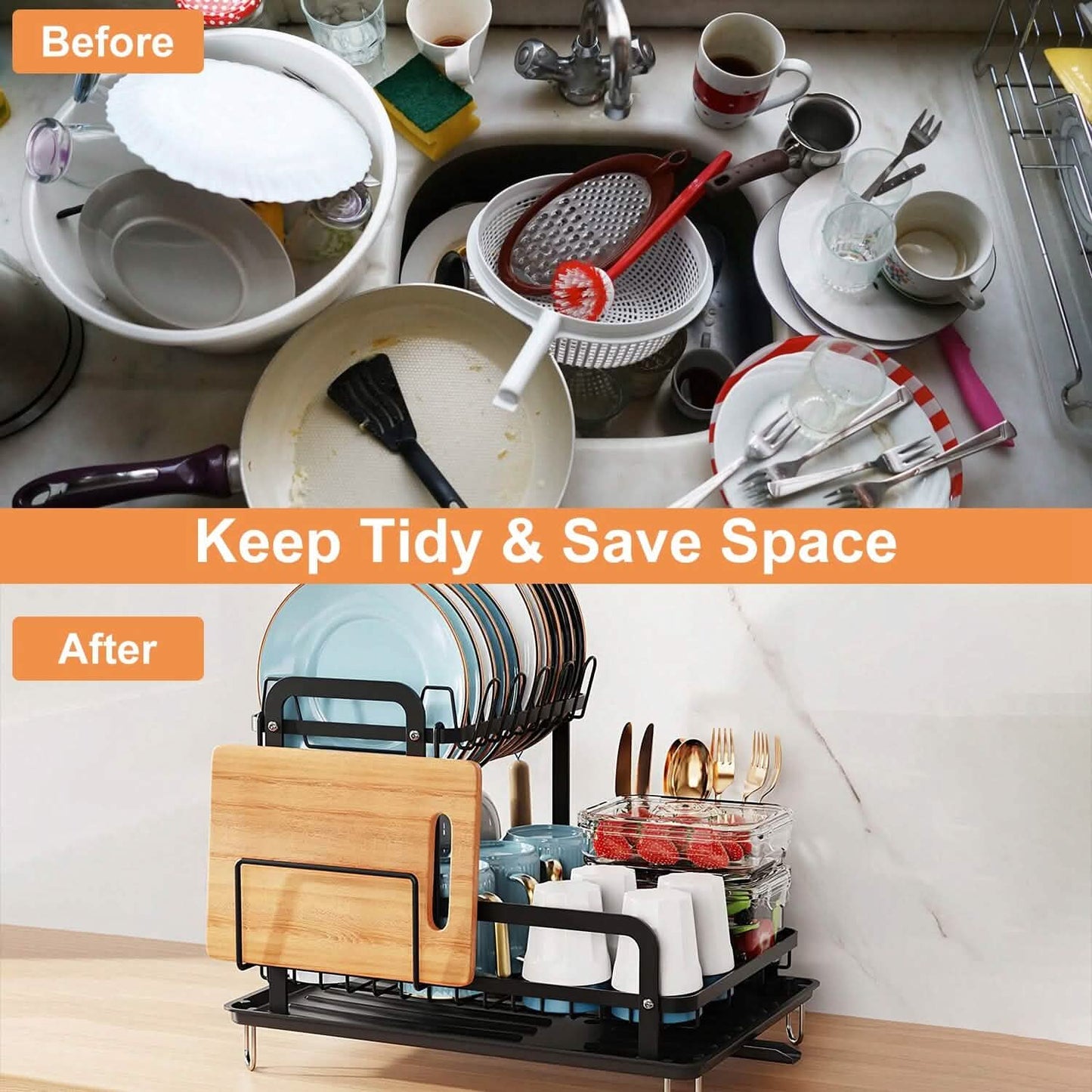 2-Tier Dish Drying Rack