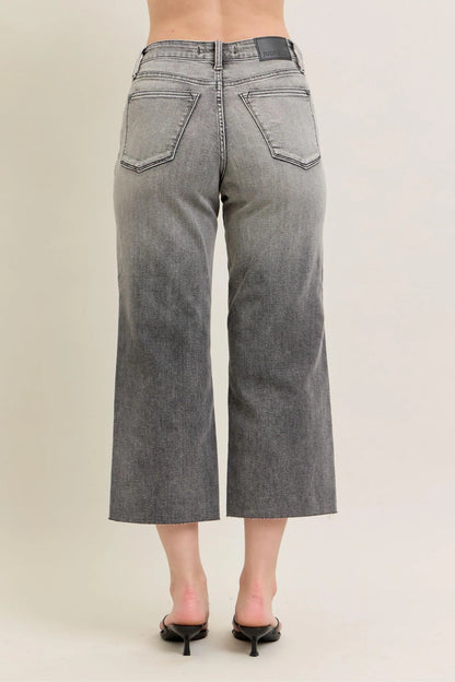 Judy Blue Gray Wash Wide Leg Capri Denim Jeans