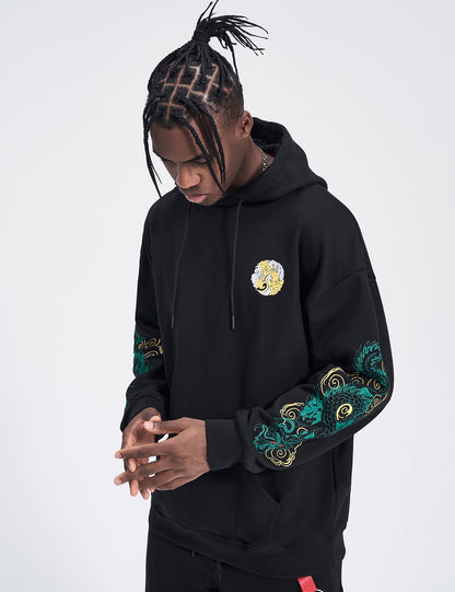 WSY340 Emerald Dragon Embroidery Hoodie