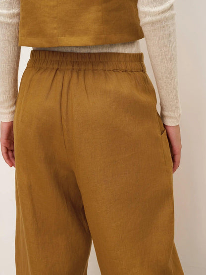 100% Linen Banana Cut Pants with Pockets EDELINE