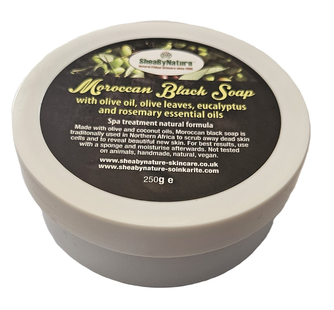 SheaByNaTure MOROCCAN Black Soap. 100% Pure and Natural Soap Made from Olive Oil, coconut oil and Olive Leaves, using traditional Moroccan Method with Eucalyptus and Rosemary essential oil.-1