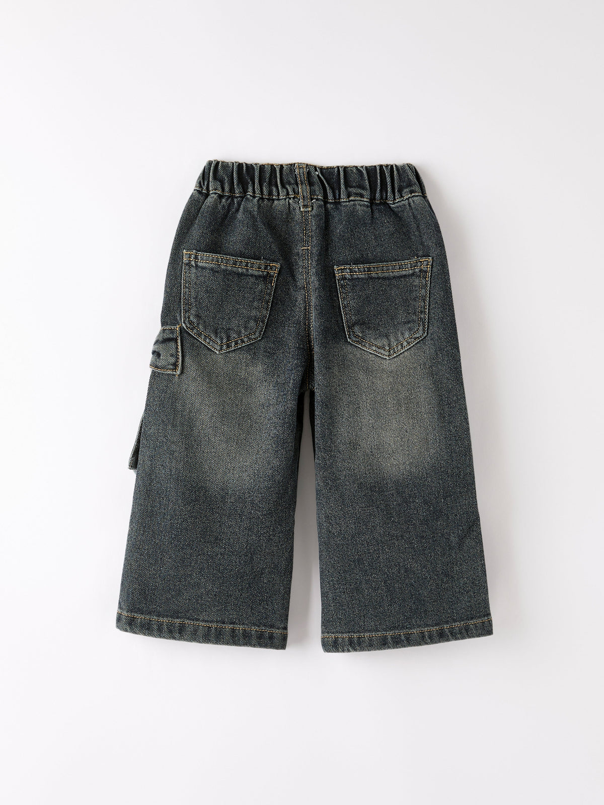 Girls Bow Stretch Wide-Leg Jeans