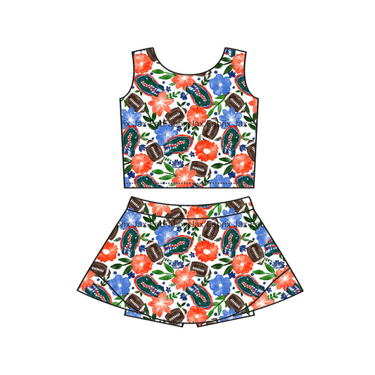 MOQ 5 pcs crocodile floral football kids girls team active outfits
