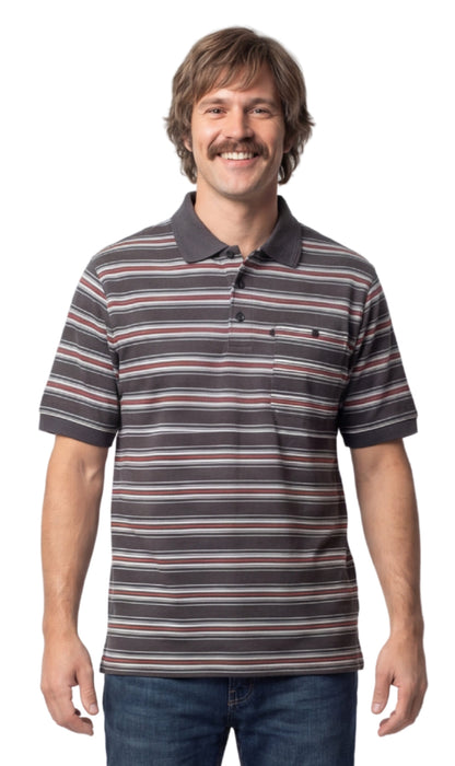 Men's Short Sleeve Polo Shirt — Pique Knit Cotton Blend with Chest Pocket
