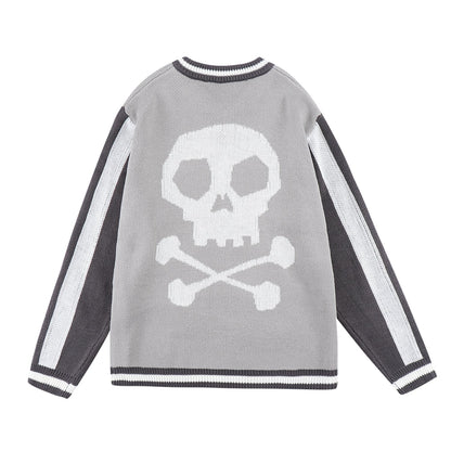 Easy Skull Knit Bomber Jacket