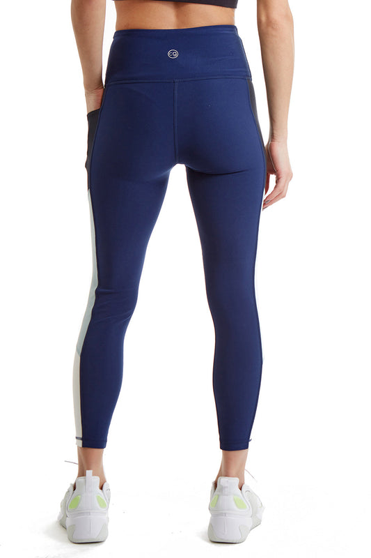 Women's Color Block Leggings with Side Panel — 24 Inch Inseam