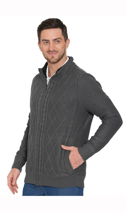 Men's Sherpa Fleece Lined Zip Front Sweater Jacket