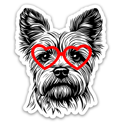 Yorkshire Terrier with Heart Glasses Sticker