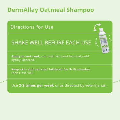 Dechra DermAllay Oatmeal Shampoo 12oz. Dogs Cats Horses Soothes Itchy Dry Skin